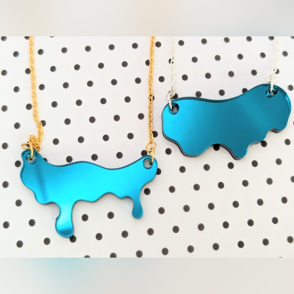 Mirror Drip Necklace + Matching Studs | Hypoallergenic - Picture 9 of 17